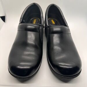 Tredsafe Black Leather Slip Resistant Work Shoes Clogs Anti Fatigue Women SZ 7.5